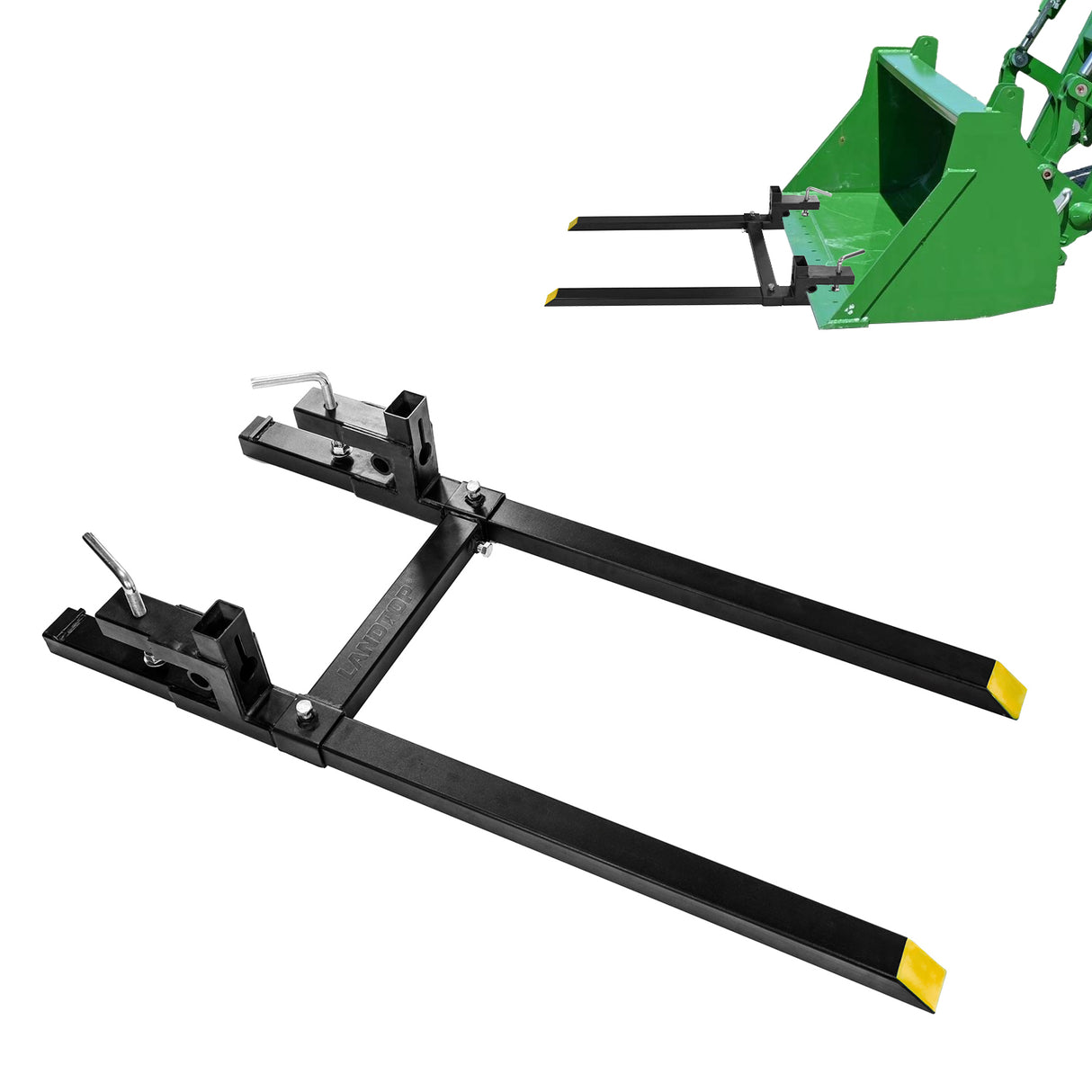 60" Clamp on Pallet Forks 43" 2000LBS Light Duty Forks for Tractor Loader Bucket with Adjustable Stabilizer Bar