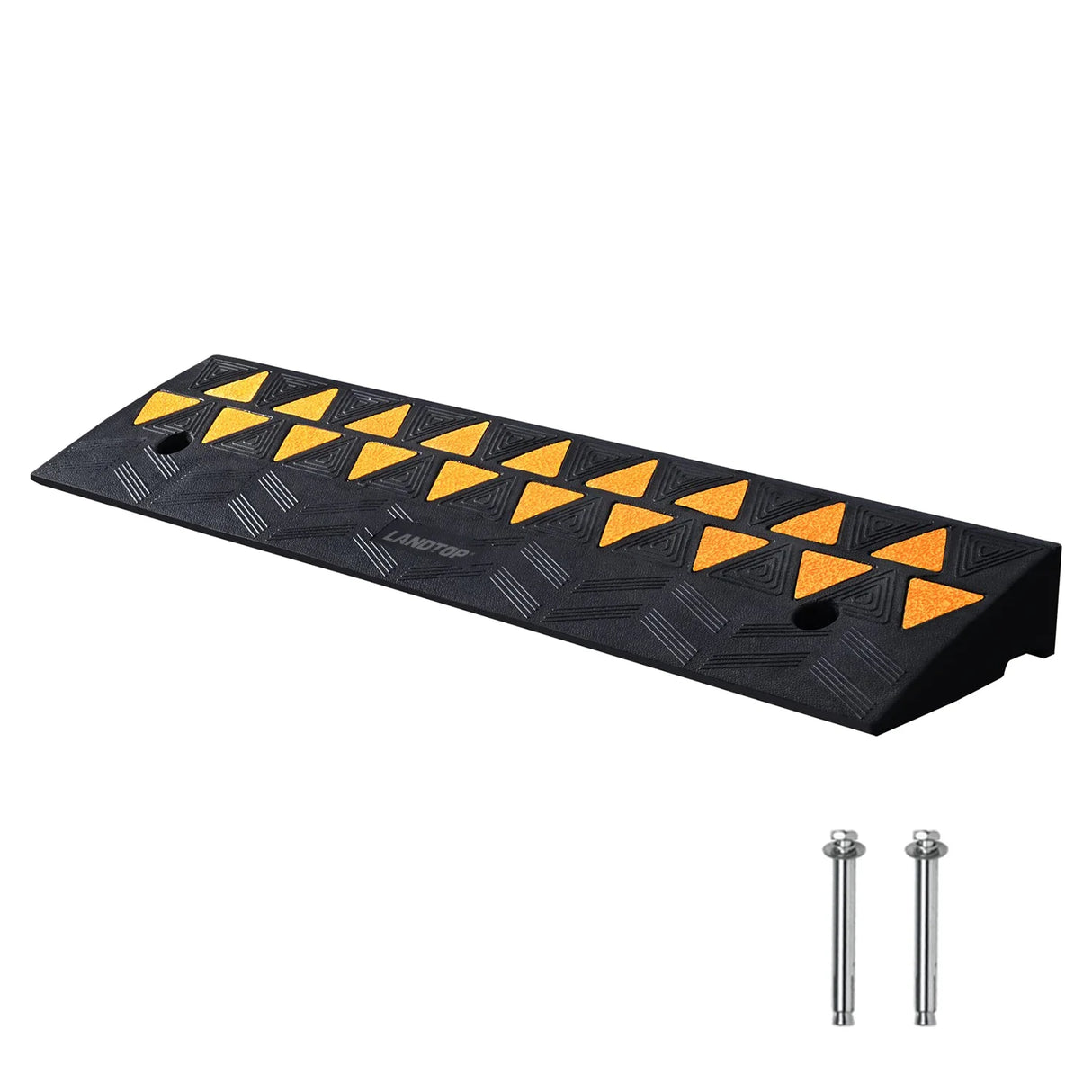 Rubber Curb Ramp 3.7" Rise Height Sidewalk Curb Ramp, 10" Width 39.4" Length Driveway Ramp for Curb, 15T Heavy Duty Rubber Ramp for Forklifts, Trucks, Buses, Cars, Wheelchairs, Bikes