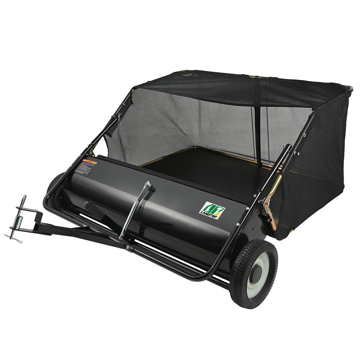 Tow Behind Lawn Sweeper 42.5 Inch, 25 cu. ft Large Capacity Heavy Duty Leaf & Grass Collector with Adjustable Sweeping Height, Dumping Rope Design for Picking Up Debris and Grass