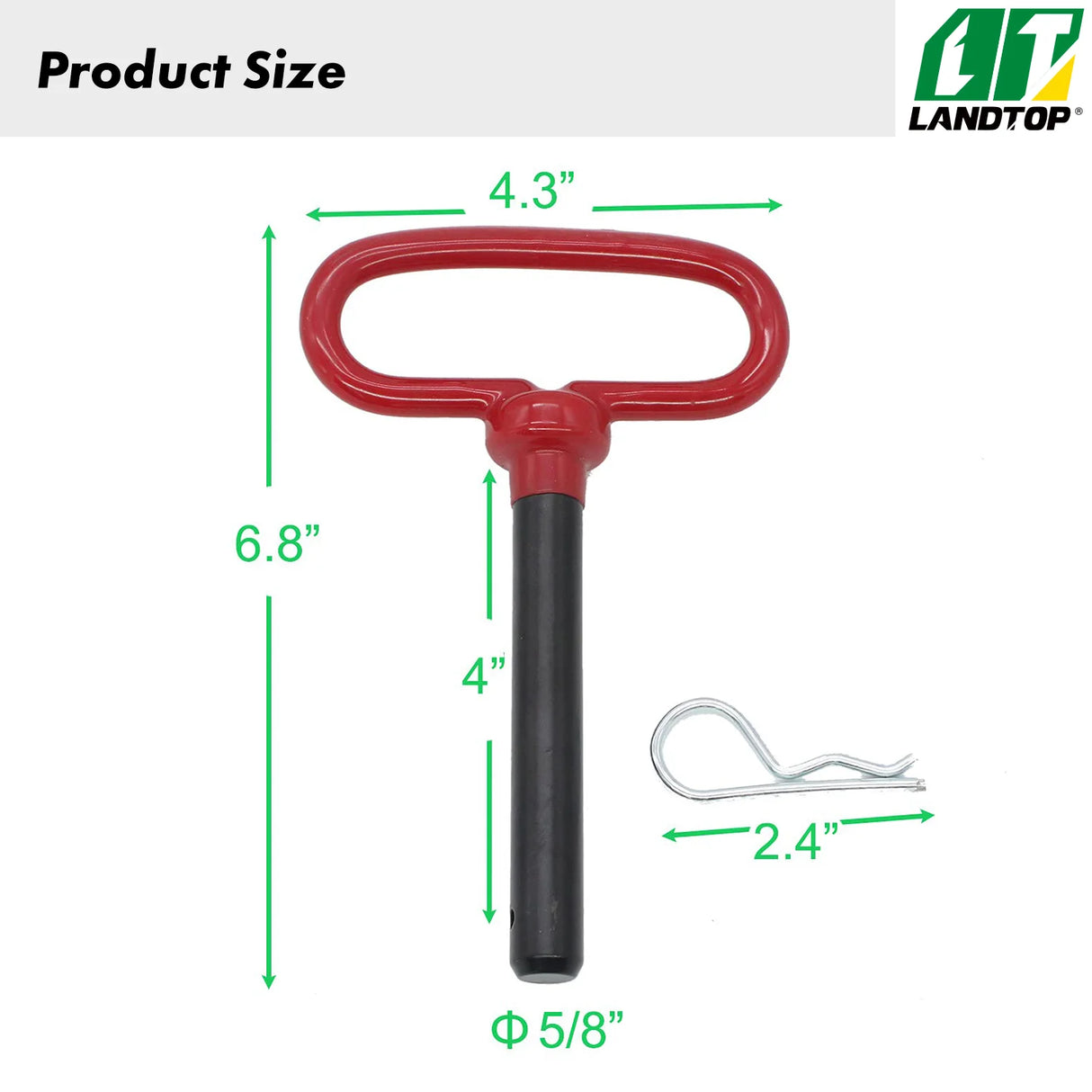 Head Towing Hitch Pin and Clip 5/8 x 4 inch for Trailer Tractor Truck Towing Cargo Receiver Hitch Pin Red Handle 2 Pack