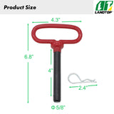 Head Towing Hitch Pin and Clip 5/8 x 4 inch for Trailer Tractor Truck Towing Cargo Receiver Hitch Pin Red Handle 2 Pack