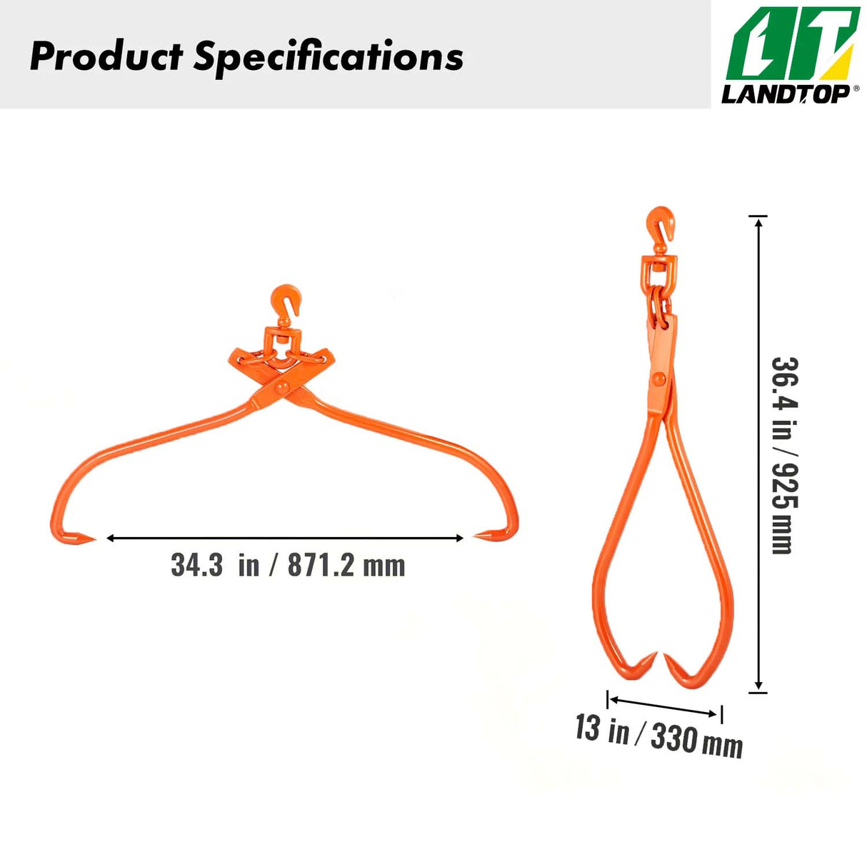 Log Skidding Tongs, 32 inch 2 Claw Log Lifting Tongs, Heavy Duty Rotating Steel Lumber Skidding Tongs, 1543 lbs/700 kg Loading Capacity, Log Lifting, Handling, Dragging & Carrying Tool