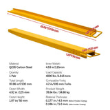 84 Inch Heavy Duty Steel Pallet Fork Extension 4.5 Inch Width Yellow