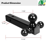 Trailer Hitch Tri Ball Mount for 2 inch Receiver Triple Ball Trailer Towing (1-7/8",2"&2-5/16") Black Powder Coated,Hollow Shank