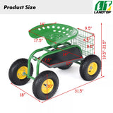 Heavy Duty Garden Cart Rolling Work Seat Gardening Planting With Tool Tray