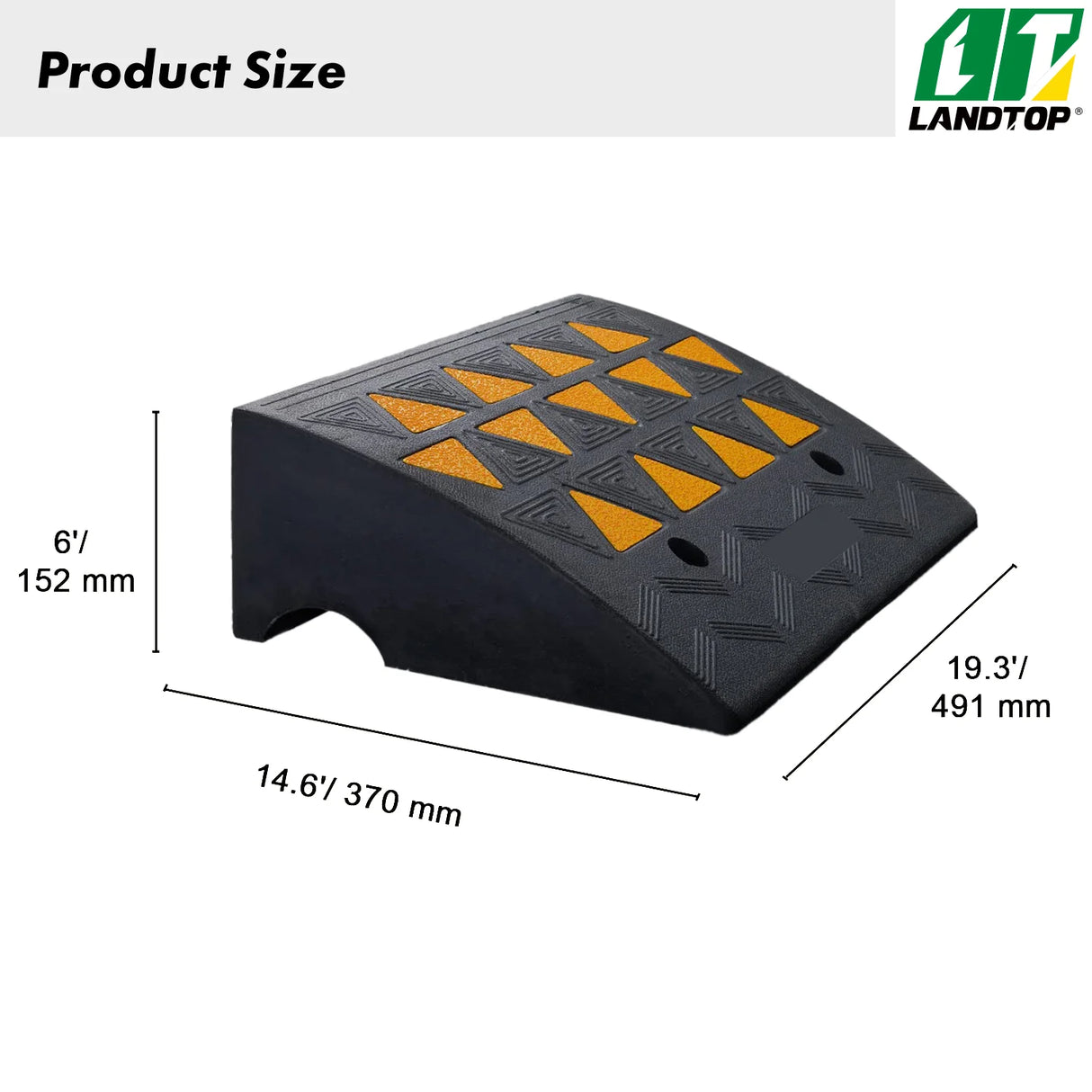 Rubber Curb Ramp 6" Rise Height Sidewalk Curb Ramp, 14.6" Width 19.3" Length Driveway Ramp for Curb, 15T Heavy Duty Rubber Ramp for Forklifts, Trucks, Buses, Cars, Wheelchairs, Bikes