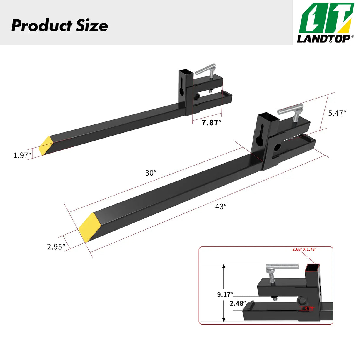 43" 1500lbs Clamp on Pallet Forks Heavy-Duty Tractor Forks Compatible Tractor Bucket Forks for Tractor Attachments, Skid Steer, Loader Bucket