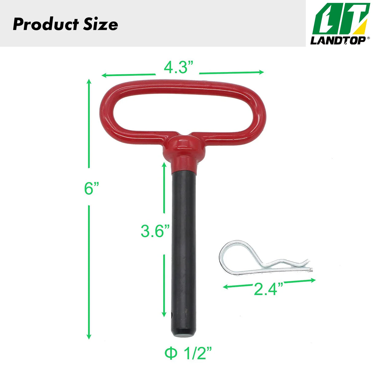 Head Tow Hitch Pin and Clip 1/2 x 3 5/8 inch for Lawn Mower Tractor RV Trailer Truck ATV Red Handle 2 Pack