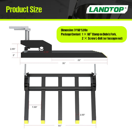 clamp on debris forks size