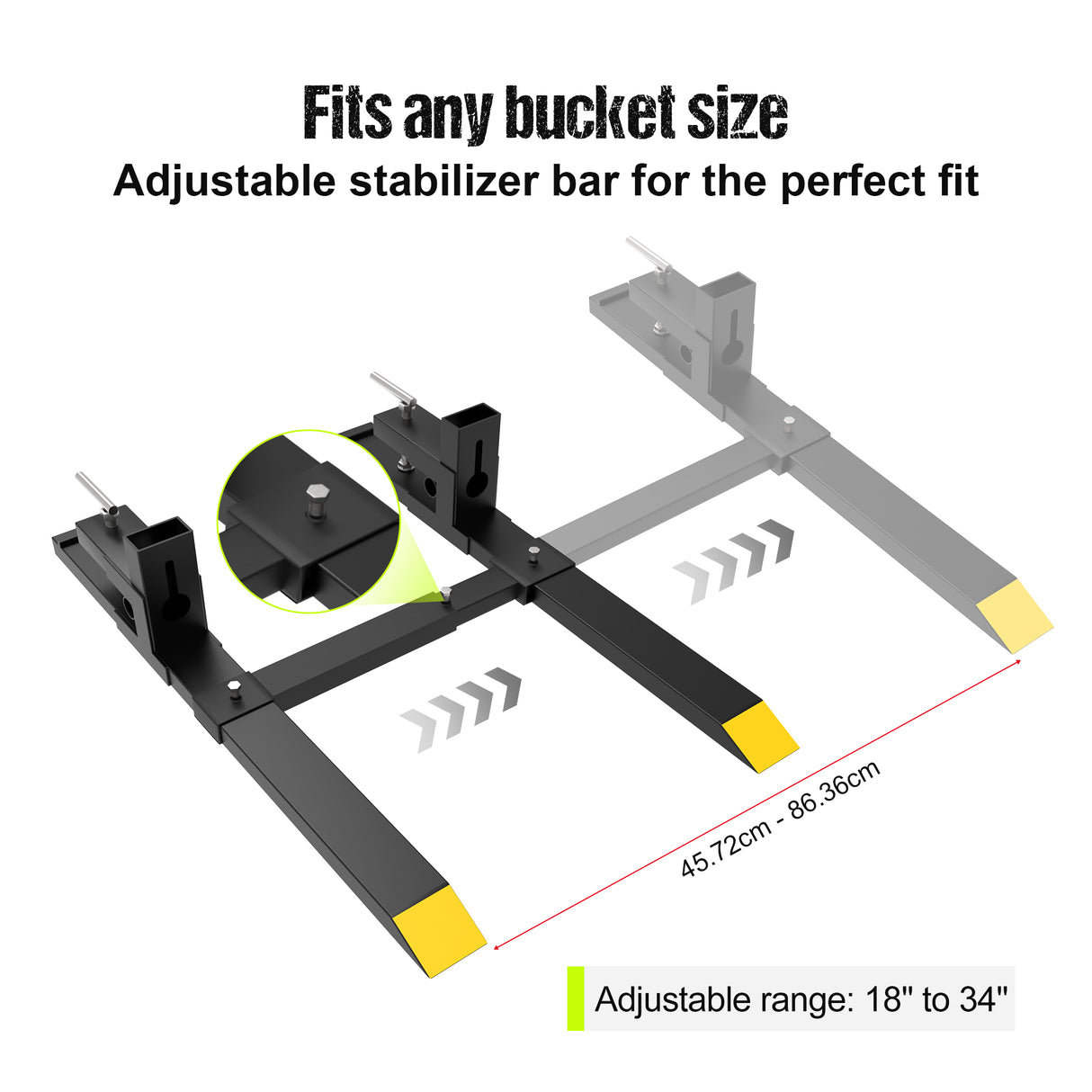 60" Clamp on Pallet Forks 43" 2000LBS Light Duty Forks for Tractor Loader Bucket with Adjustable Stabilizer Bar