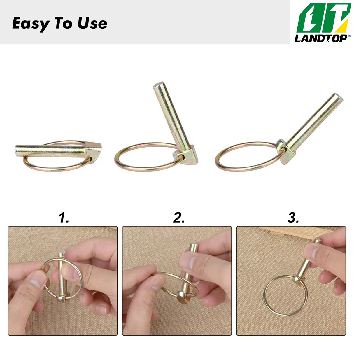 8 PCS 5/16 Lynch Pin Assortment Kit Linch Pin with Ring Heavy Duty Lynch Pin for Farm Tractors Trailers Trucks Mower