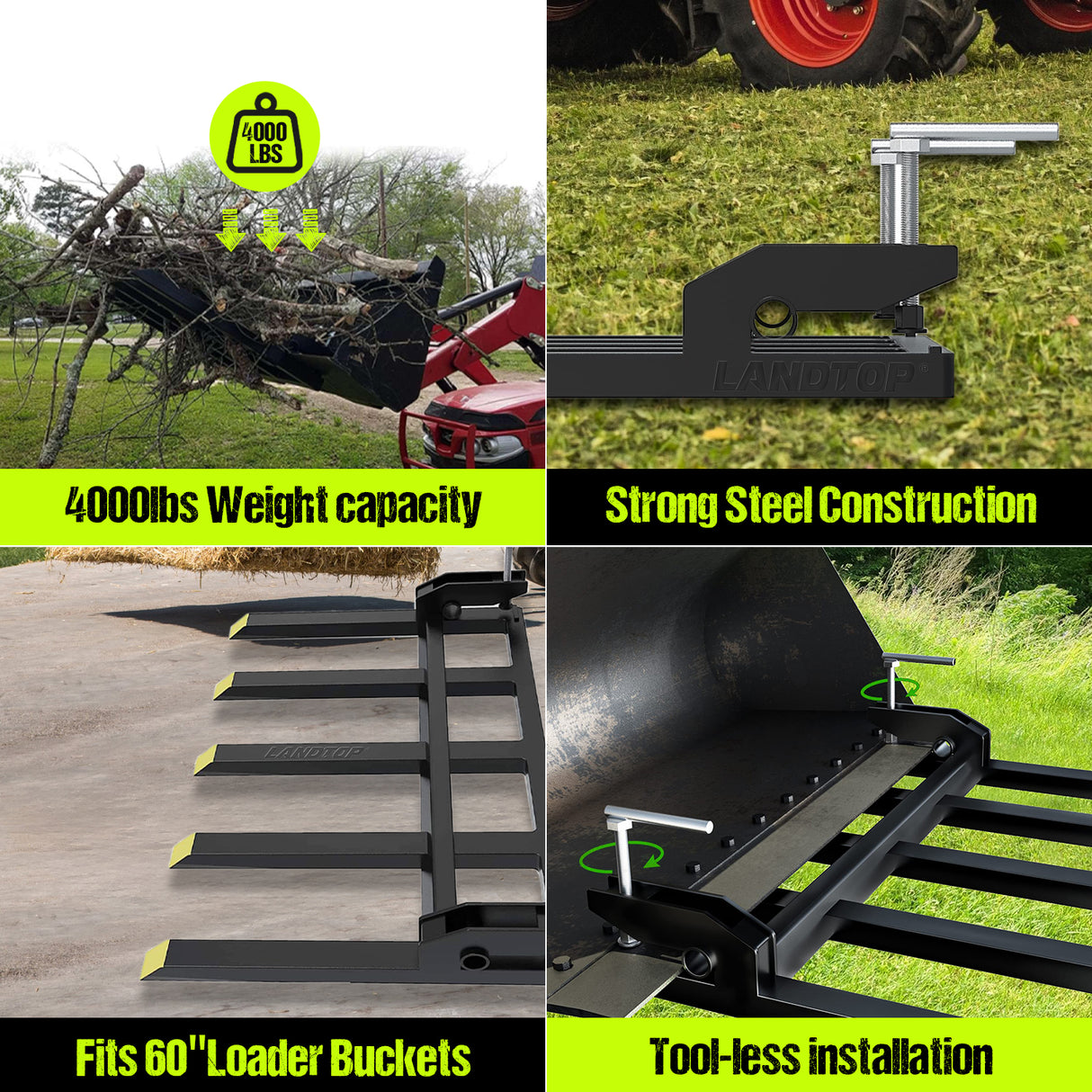 58" Clamp on Debris Forks for 60" Bucket