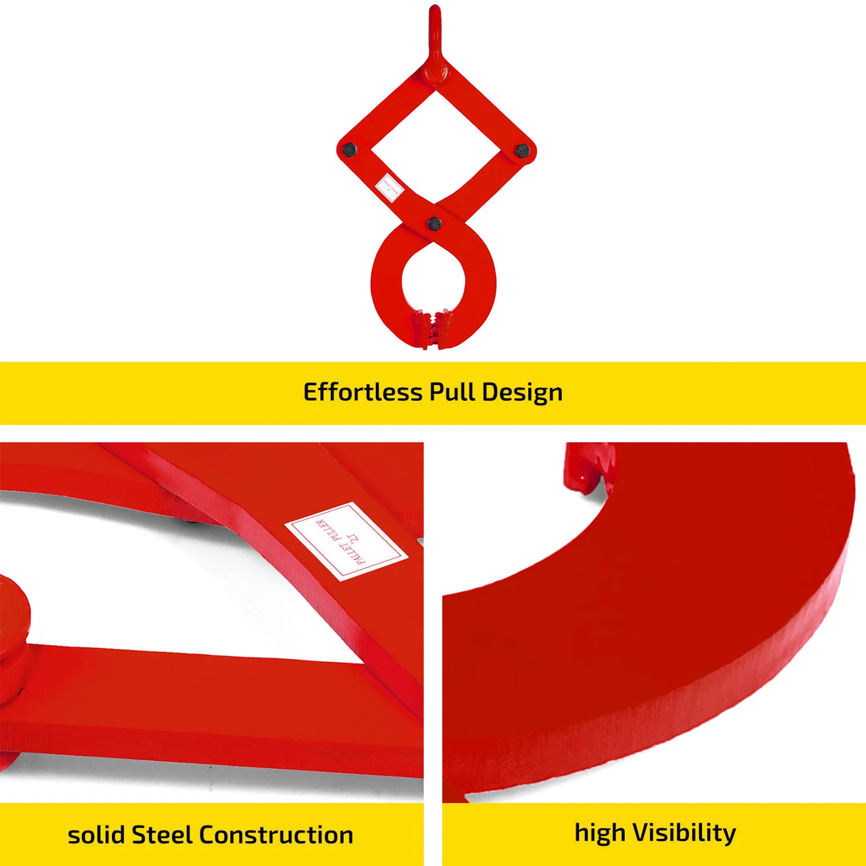 2T/4409lb Pallet Puller Steel Single Scissor Red Pallet Puller Clamp 4409 LBS Capacity Pallet Grabber 6.3 Inch Jaw Opening x 0.5 Inch Jaw Height arbitrarily Changed to Adjust The use