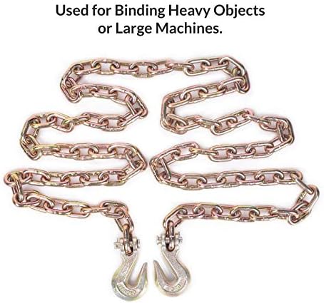 2 Pack Transport Chain with 3/8" Clevis Hooks NACM Standard Grade 70 3/8"x10' Heavy Duty Binding Chain