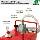 30 Gallon Fuel Caddy, Gas Storage Tank & 4 Wheels, with Manuel Transfer Pump, Gasoline Diesel Fuel Container for Cars, Lawn Mowers, ATVs, Boats, More, Red