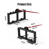 3000lbs Skid Steer Quick Attach Hay Spear Attachment with 49" Hay Spear & 2pcs 17" Stabilizer Spears