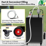 30 Gallon Fuel Caddy, Gas Storage Tank & 4 Wheels, with Manuel Transfer Pump, Gasoline Diesel Fuel Container for Cars, Lawn Mowers, ATVs, Boats, More, Black