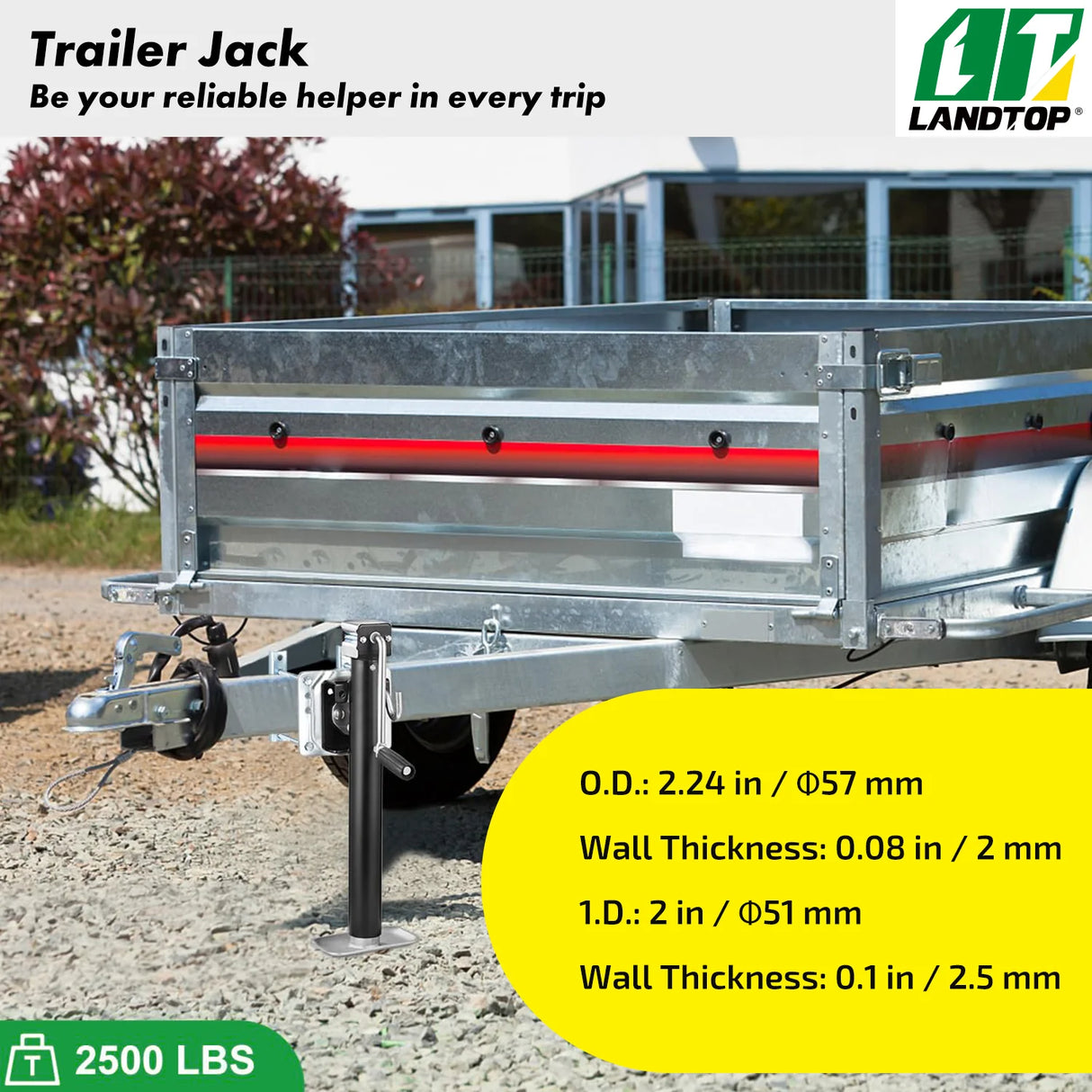 2500 lbs Heavy Duty Swivel Bolt-On Trailer Jack, 15" Lift for RV Trailer, Horse Trailer, Utility Trailer, Yacht Trailer
