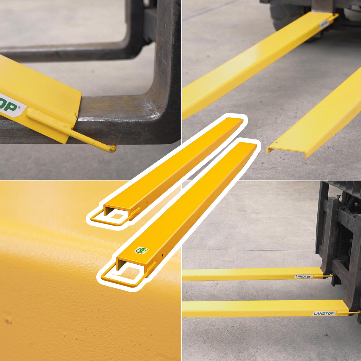 72 Inch Heavy Duty Steel Pallet Fork Extension 4.5 Inch Width Yellow