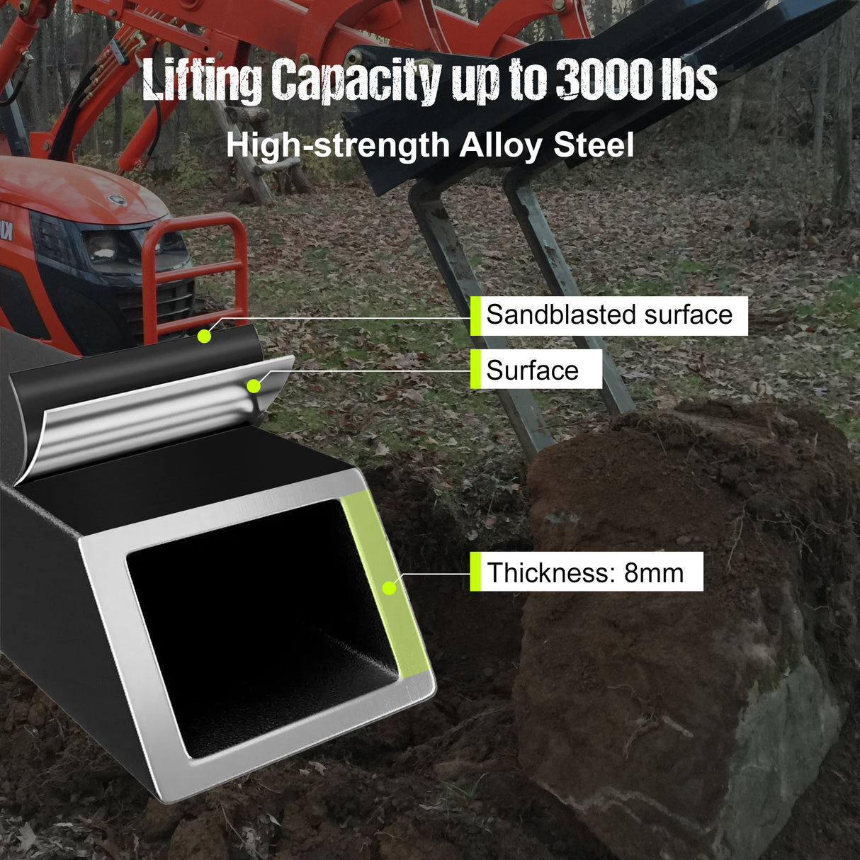 3000lbs 45" Pallet Forks Frame Attachment With Head Rack & 2 Inch Receiver Hitch & Spear Sleeves