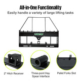 3000lbs 45" Pallet Forks Frame Attachment With Head Rack & 2 Inch Receiver Hitch & Spear Sleeves