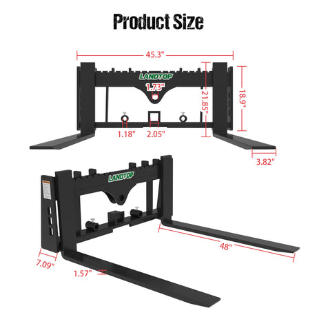 4000lbs Pallet Fork Attachment With 45" Pallet Fork Frame & 48" Pallet Fork Blades