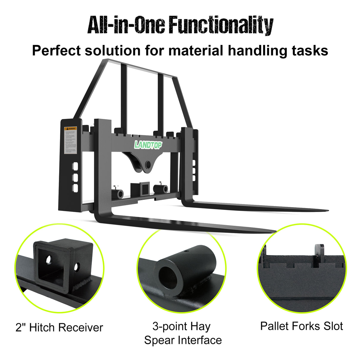 4000lbs Pallet Fork Attachment With 45" Pallet Fork Frame & 48" Pallet Fork Blades & Frame Head Rack