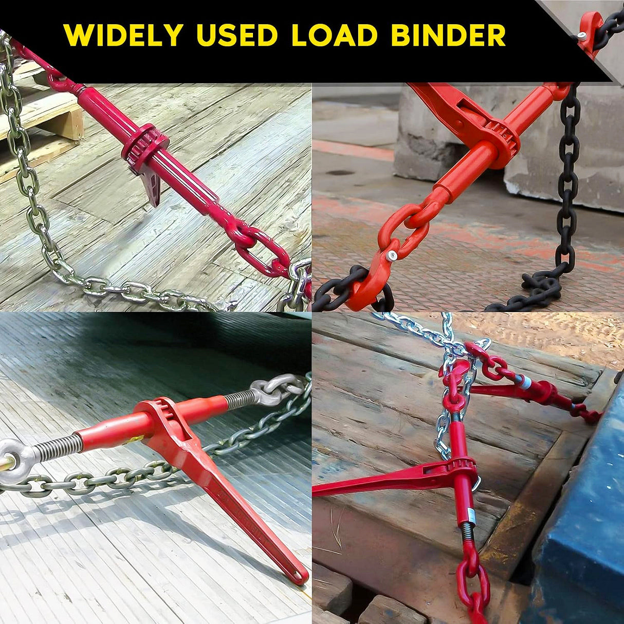 Ratchet Load Binder Chain Equipment Tie Down Rigging 1/4-5/16 Inch Red 4 Pack