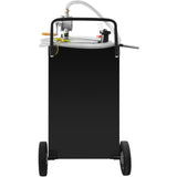 30 Gallon Fuel Caddy, Gas Storage Tank & 4 Wheels, with Manuel Transfer Pump, Gasoline Diesel Fuel Container for Cars, Lawn Mowers, ATVs, Boats, More, Black