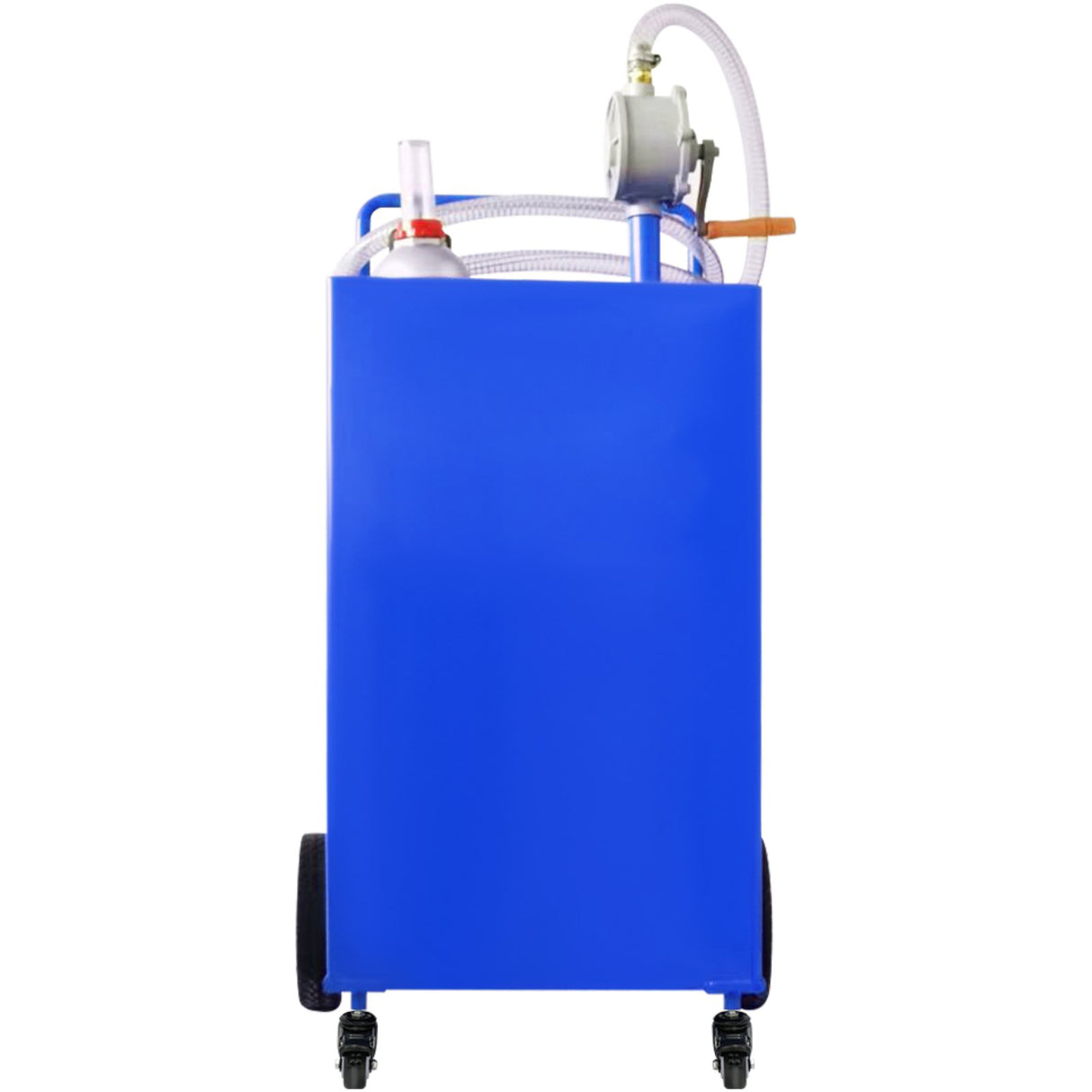 30 Gallon Fuel Caddy, Gas Storage Tank & 4 Wheels, with Manuel Transfer Pump, Gasoline Diesel Fuel Container for Cars, Lawn Mowers, ATVs, Boats, More, Blue