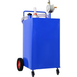 30 Gallon Fuel Caddy, Gas Storage Tank & 4 Wheels, with Manuel Transfer Pump, Gasoline Diesel Fuel Container for Cars, Lawn Mowers, ATVs, Boats, More, Blue