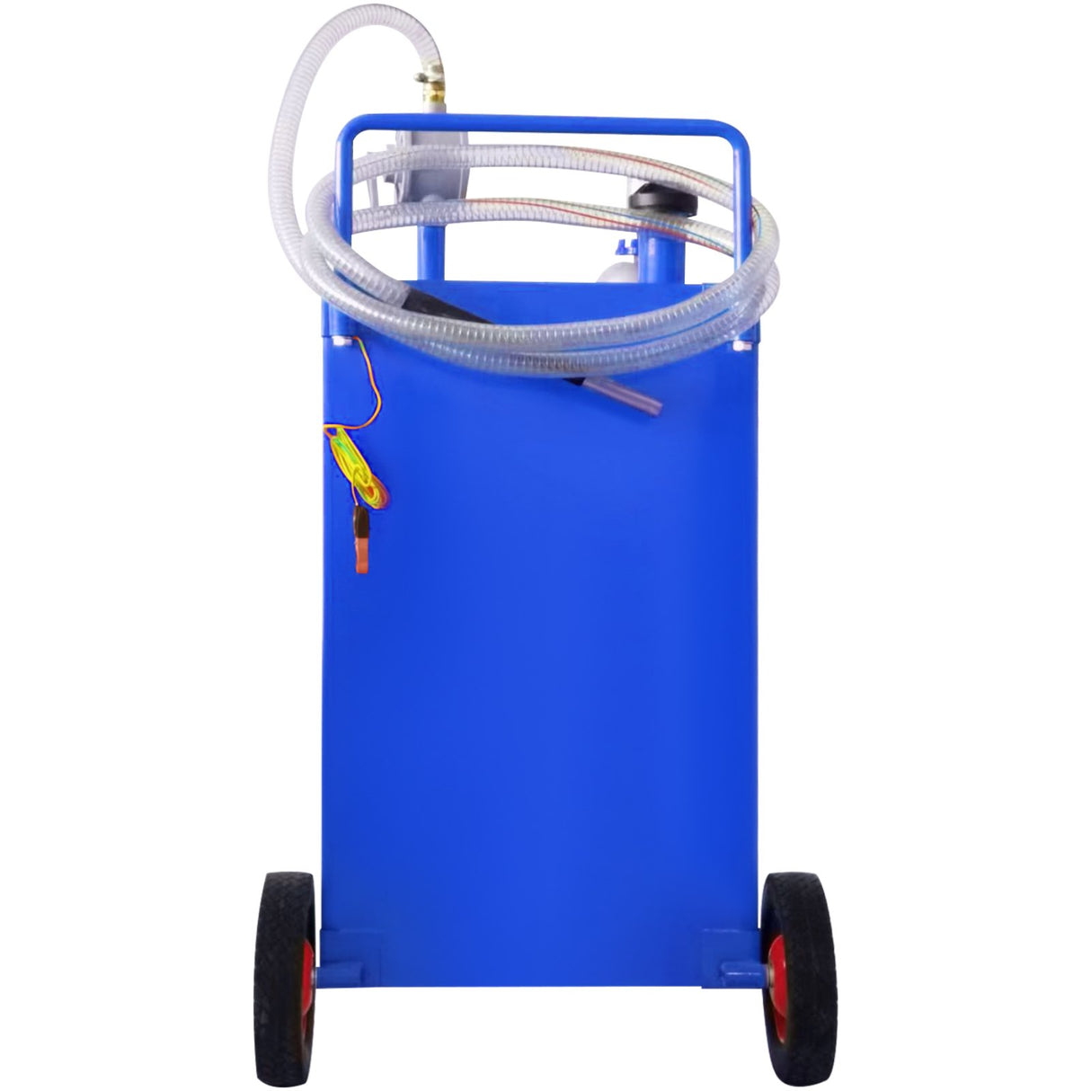 30 Gallon Fuel Caddy, Gas Storage Tank & 4 Wheels, with Manuel Transfer Pump, Gasoline Diesel Fuel Container for Cars, Lawn Mowers, ATVs, Boats, More, Blue