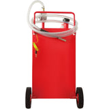 30 Gallon Fuel Caddy, Gas Storage Tank & 4 Wheels, with Manuel Transfer Pump, Gasoline Diesel Fuel Container for Cars, Lawn Mowers, ATVs, Boats, More, Red