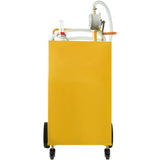 30 Gallon Fuel Caddy, Gas Storage Tank & 4 Wheels, with Manuel Transfer Pump, Gasoline Diesel Fuel Container for Cars, Lawn Mowers, ATVs, Boats, More, Yellow