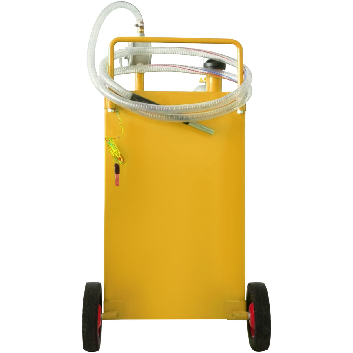 30 Gallon Fuel Caddy, Gas Storage Tank & 4 Wheels, with Manuel Transfer Pump, Gasoline Diesel Fuel Container for Cars, Lawn Mowers, ATVs, Boats, More, Yellow